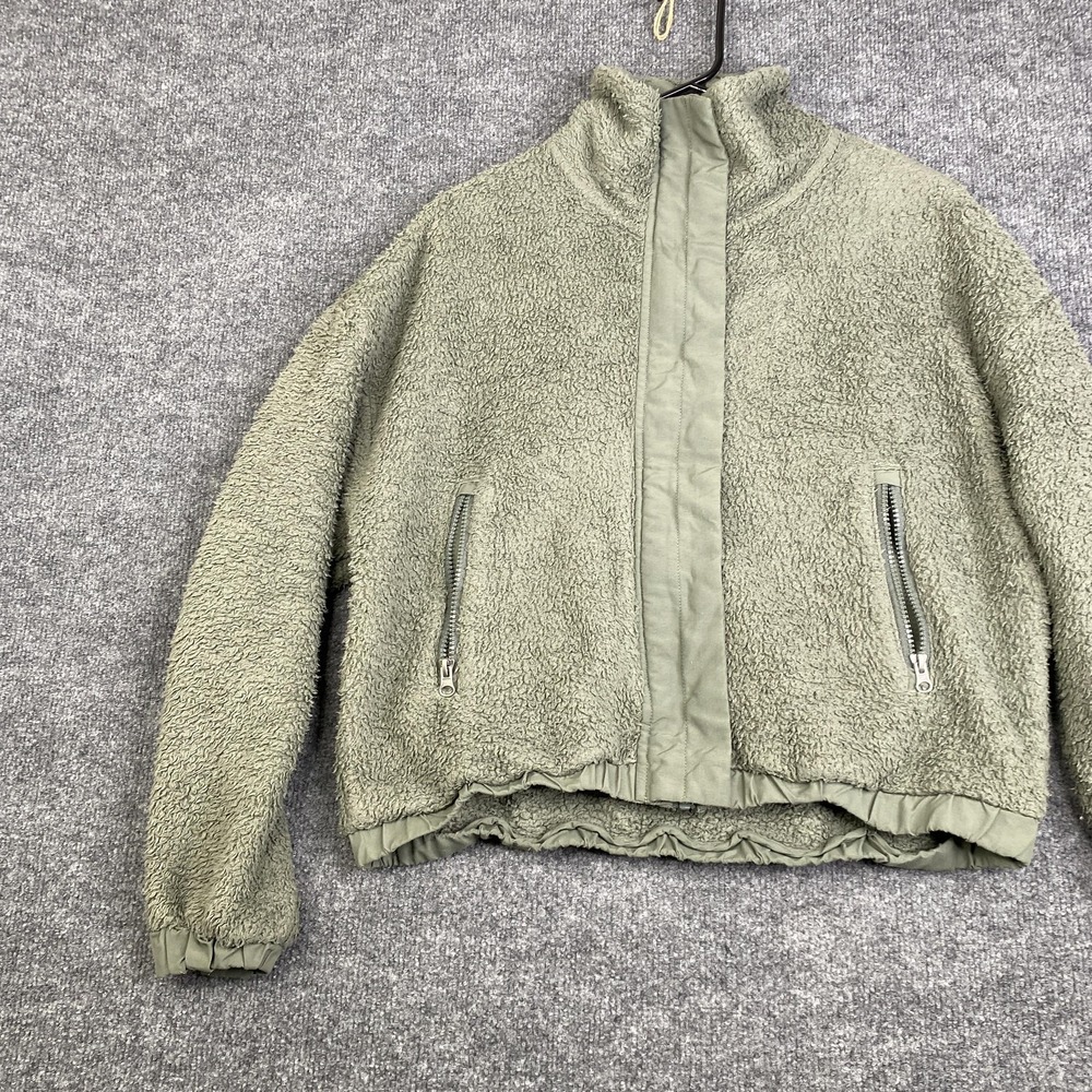Vuori Sherpa Fleece Jacket Womens Medium Green Full Zip Lined Pockets Cozy - Picture 2 of 12